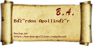 Bárdos Apollinár névjegykártya